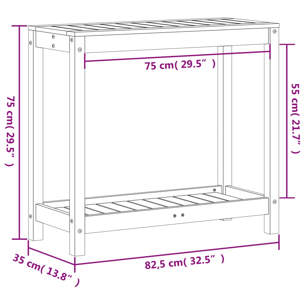 Pflanztisch mit Ablage 82,5x35x75 cm Massivholz Douglasie