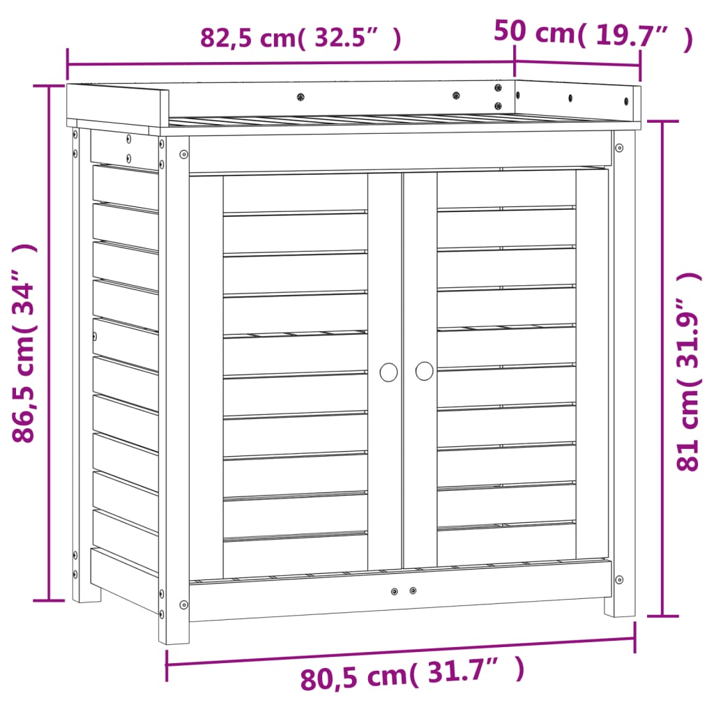 Pflanztisch mit Ablagen 82,5x50x86,5 cm Massivholz Douglasie