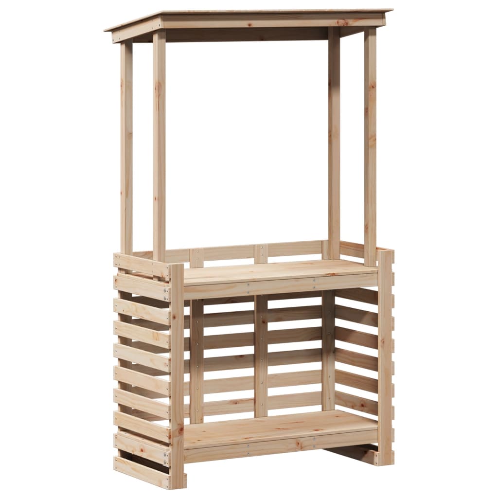 Gartenbar mit Dach 112,5x57x195,5 cm Massivholz Kiefer