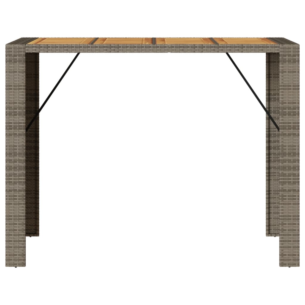 Garten-Bartisch mit Holzplatte Grau 145x80x110 cm Polyrattan