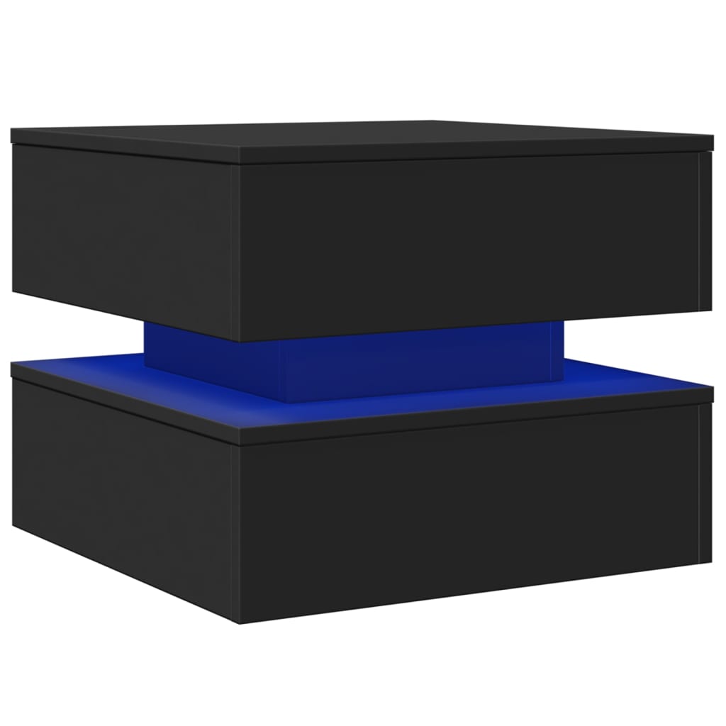 Couchtisch mit LED-Leuchten Schwarz 50x50x40 cm