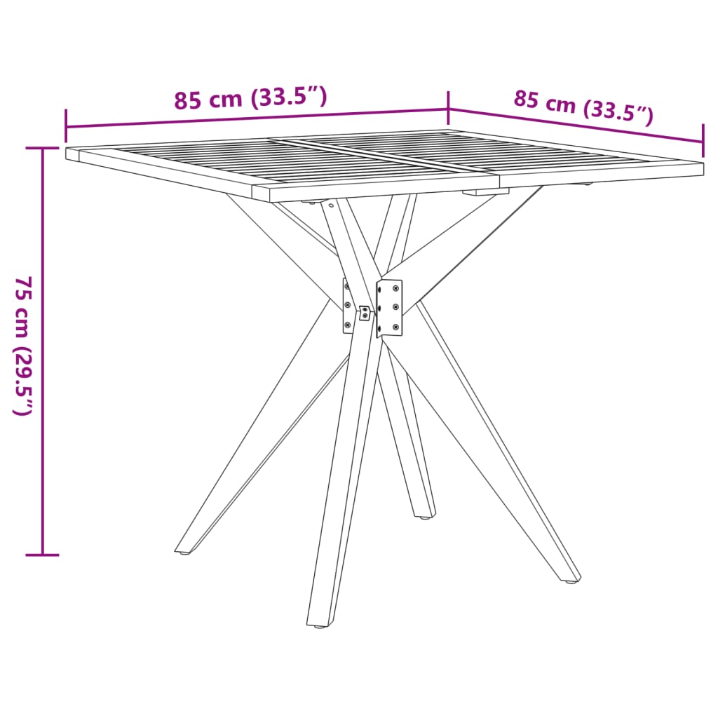 Gartentisch Quadratisch 85x85x75 cm Massivholz Akazie