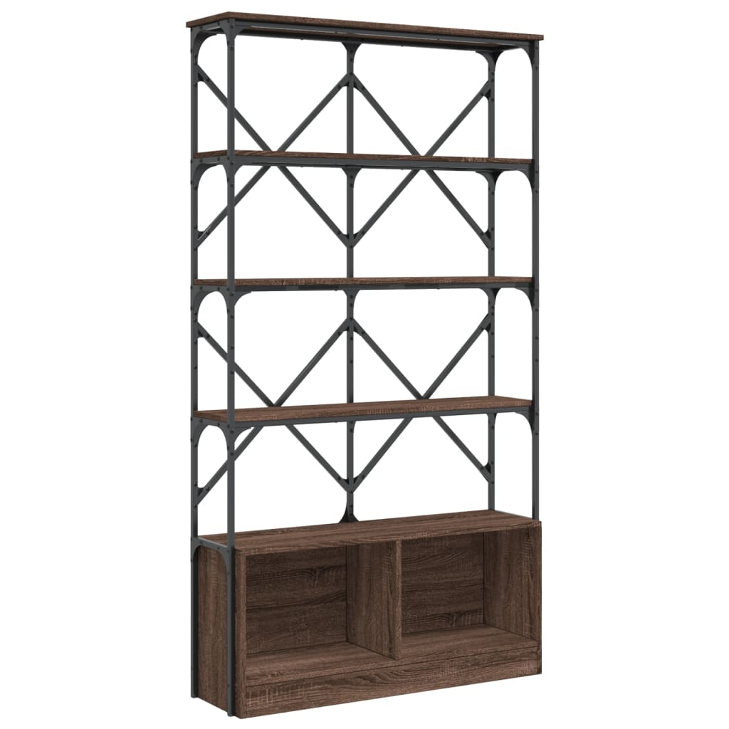 Bücherregal Braun Eiche 100x26x180 cm Holzwerkstoff und Metall