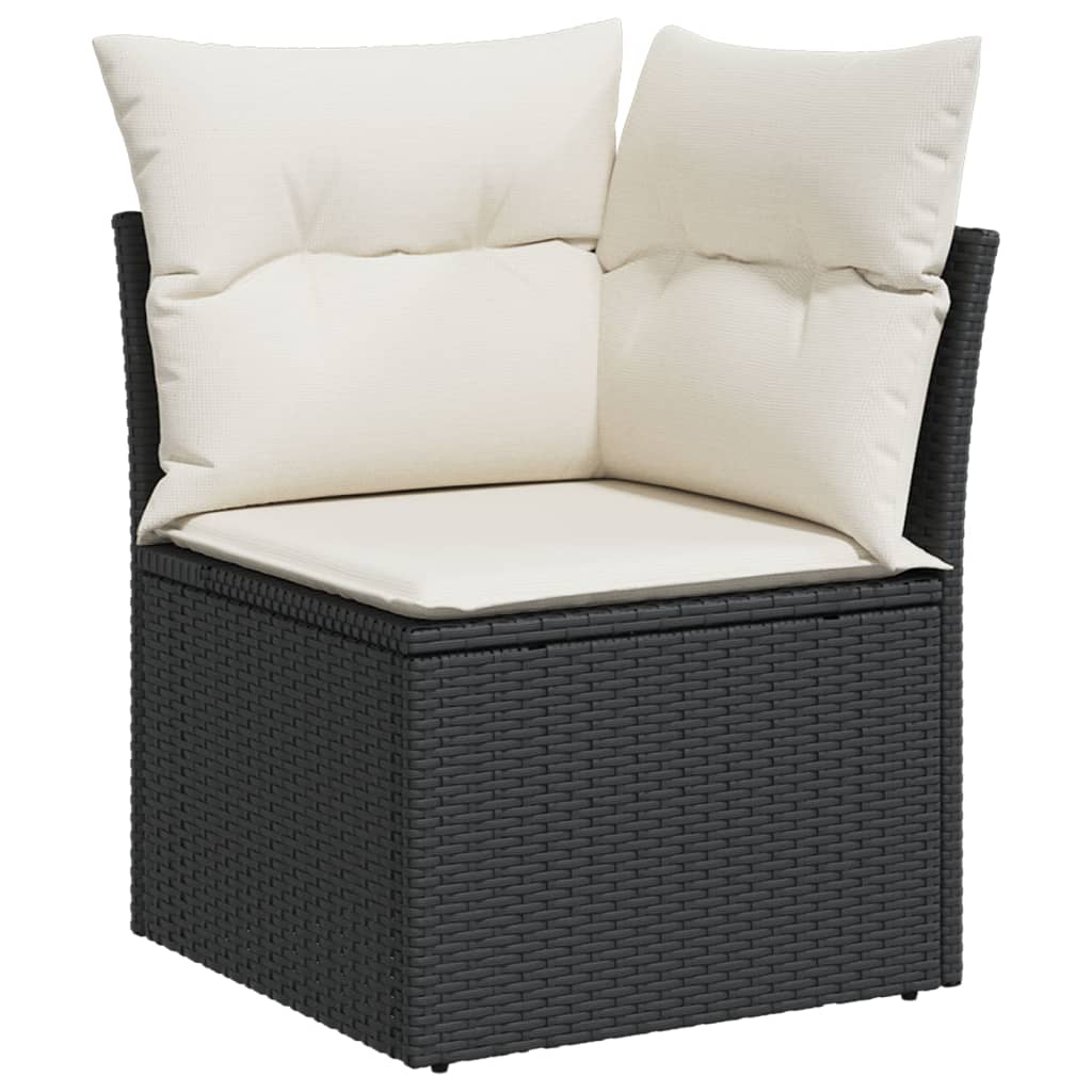 13-tlg. Garten-Sofagarnitur mit Kissen Schwarz Poly Rattan