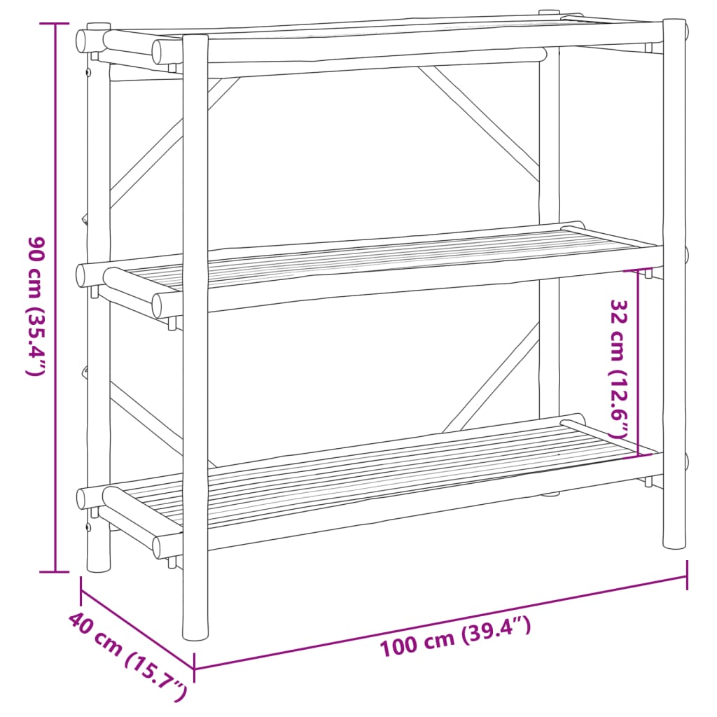 Regal mit 3 Böden 100x40x90 cm Bambus