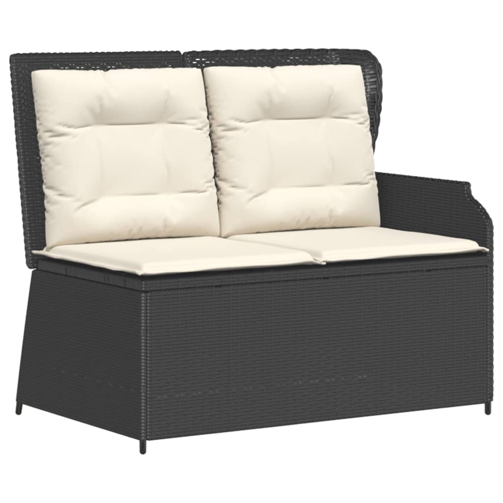 3-tlg. Garten-Lounge-Set mit Kissen Schwarz Poly Rattan