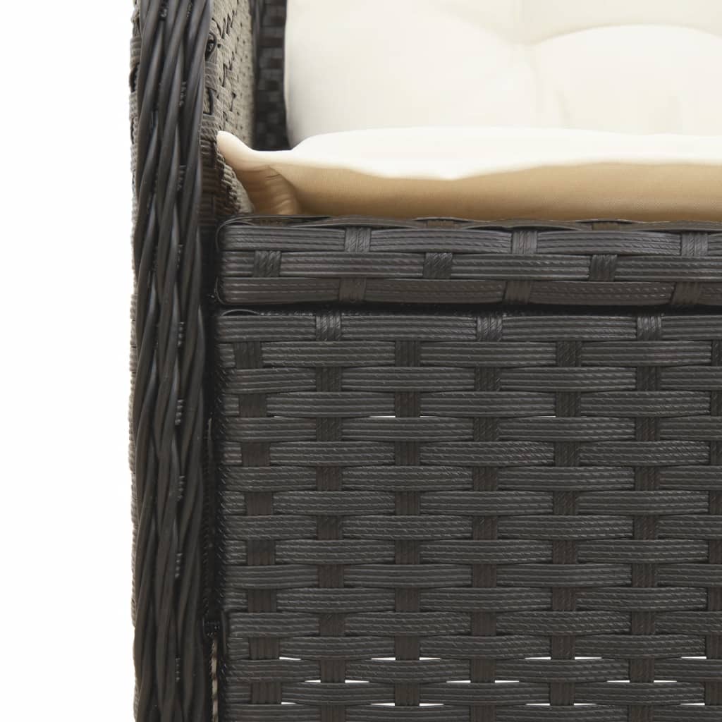 4-tlg. Garten-Lounge-Set mit Kissen Schwarz Poly Rattan