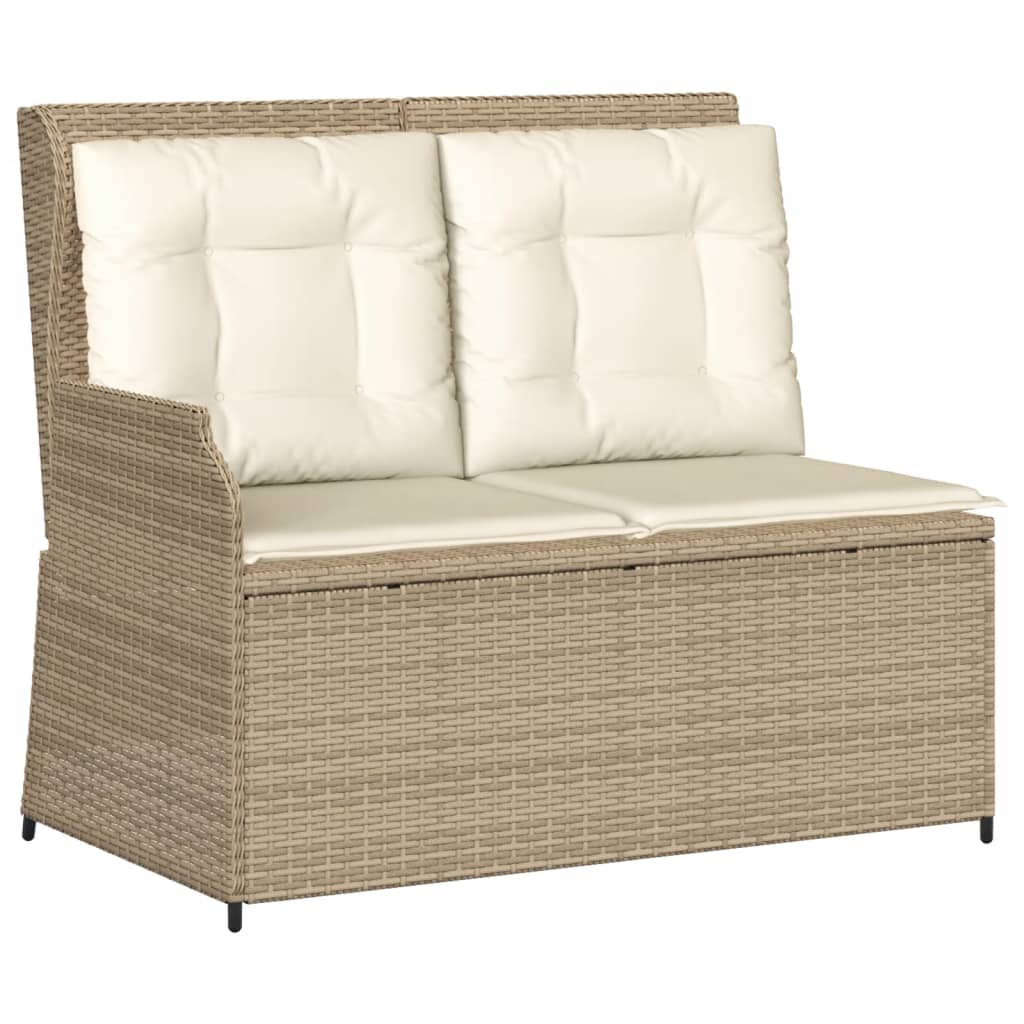 4-tlg. Garten-Lounge-Set mit Kissen Beige Poly Rattan