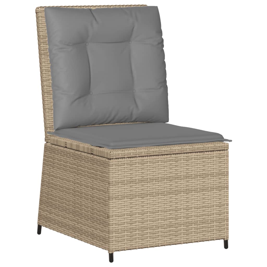 7-tlg. Garten-Lounge-Set mit Kissen Beige Poly Rattan