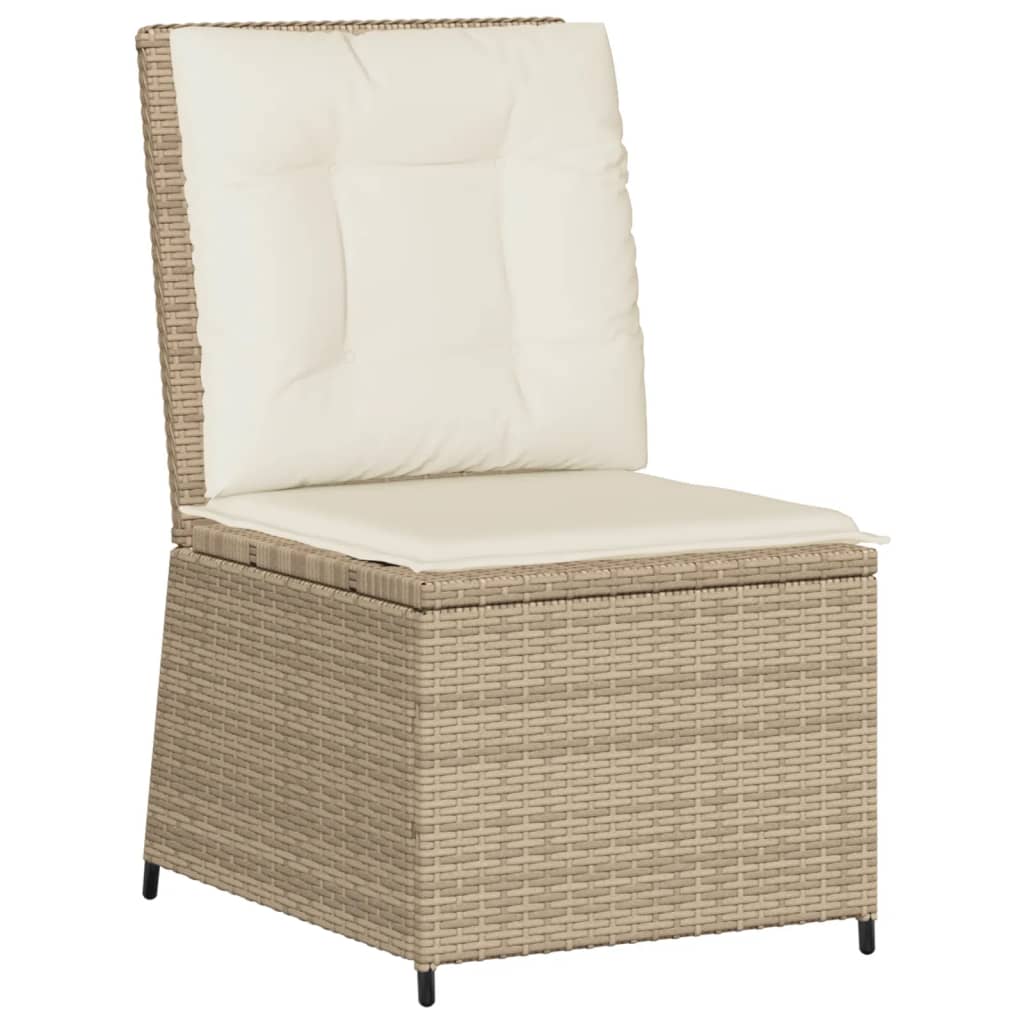 7-tlg. Garten-Lounge-Set mit Kissen Beige Poly Rattan