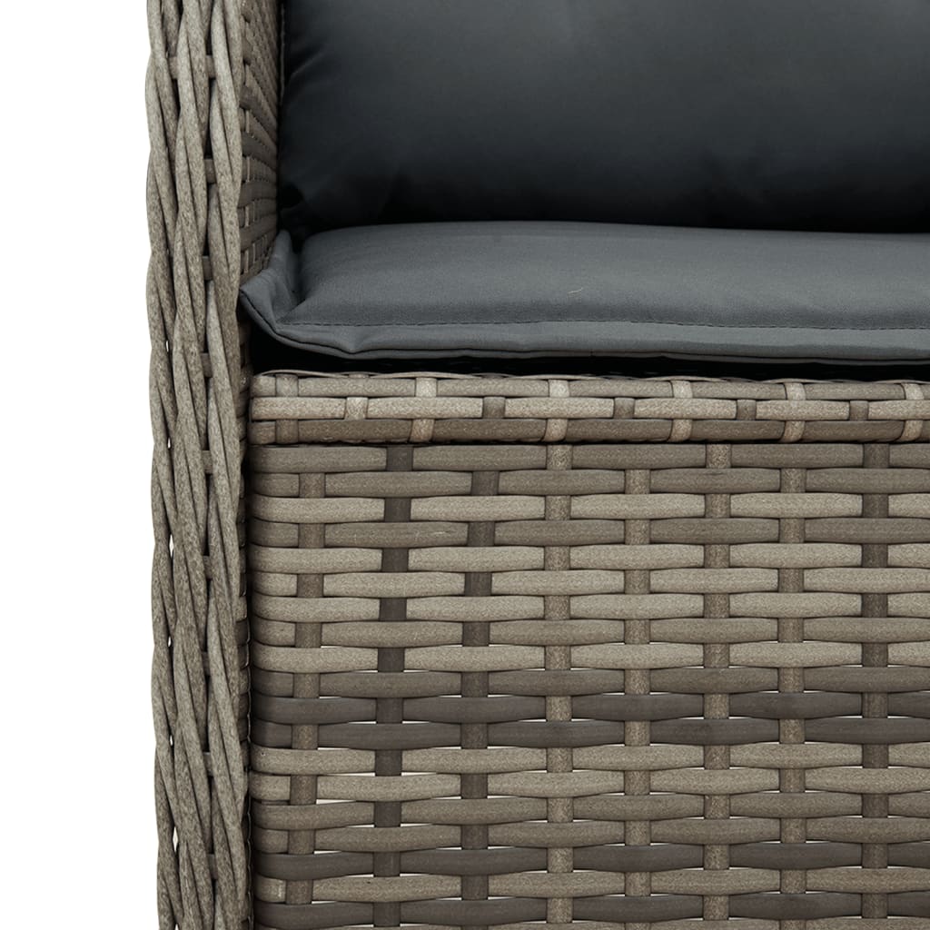 5-tlg. Garten-Lounge-Set mit Kissen Grau Poly Rattan