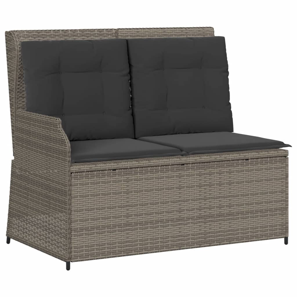 3-tlg. Garten-Sofagarnitur mit Kissen Grau Poly Rattan