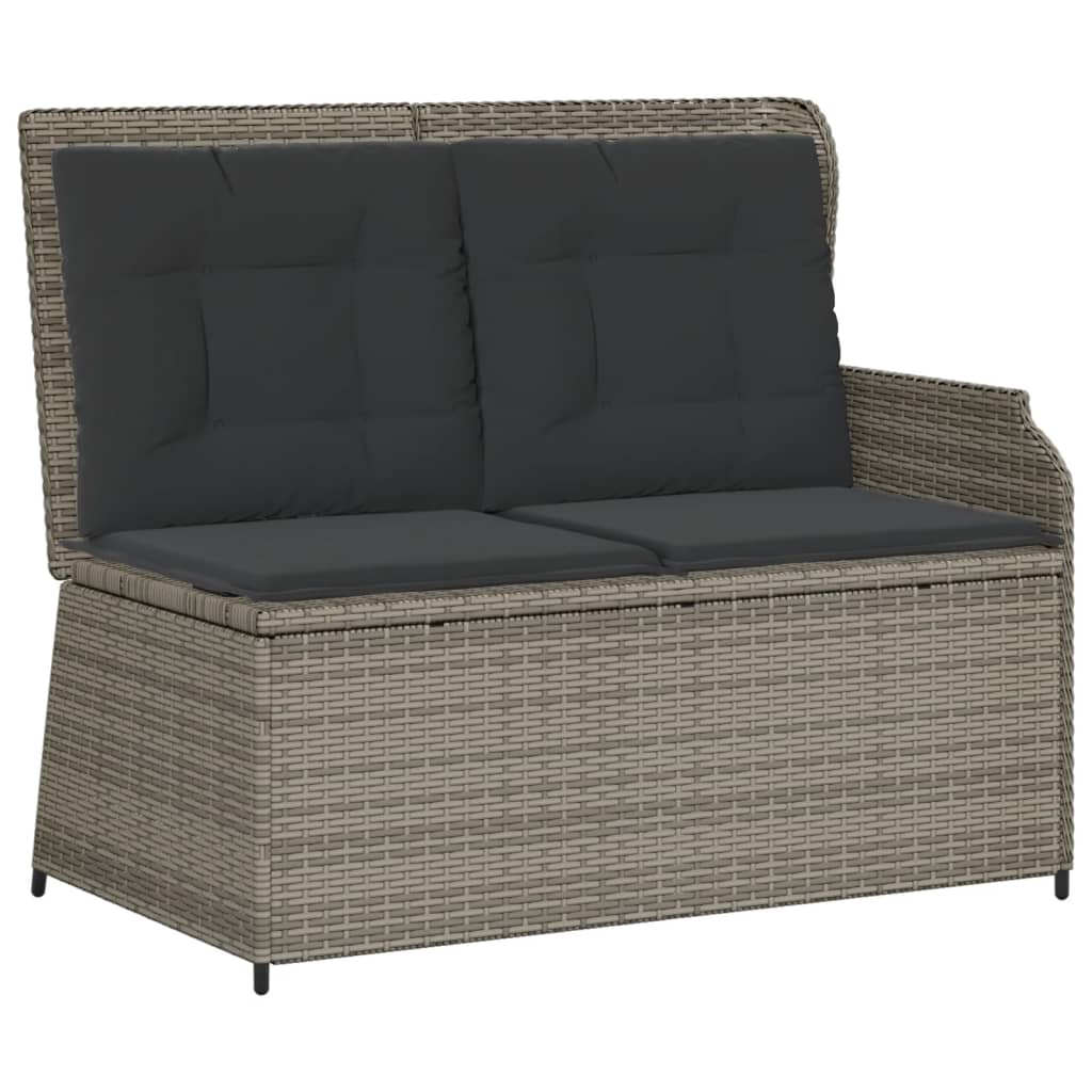 3-tlg. Garten-Sofagarnitur mit Kissen Grau Poly Rattan