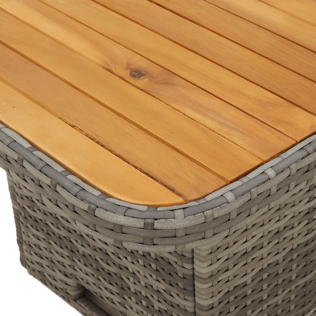 3-tlg. Garten-Sofagarnitur mit Kissen Grau Poly Rattan