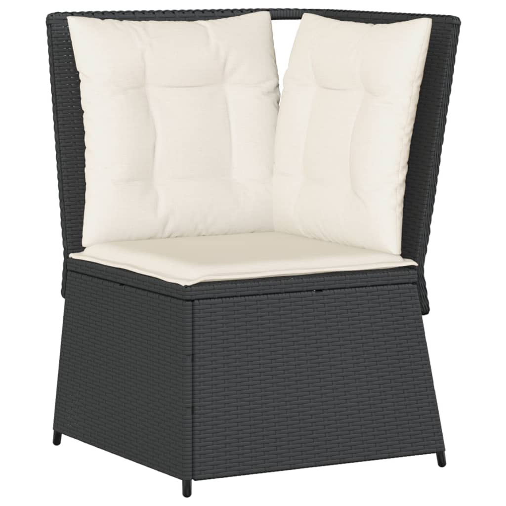 6-tlg. Garten-Lounge-Set mit Kissen Schwarz Poly Rattan