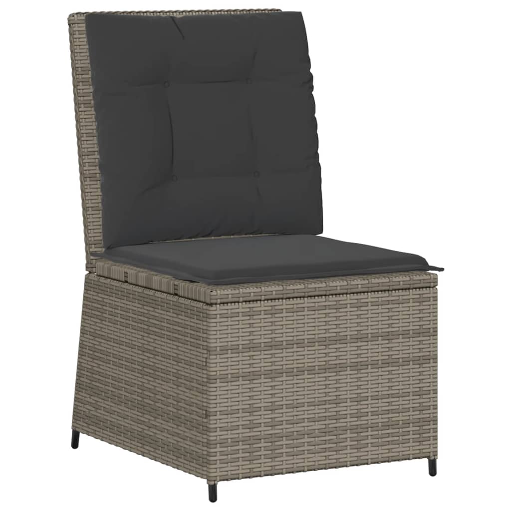 5-tlg. Garten-Lounge-Set mit Kissen Grau Poly Rattan