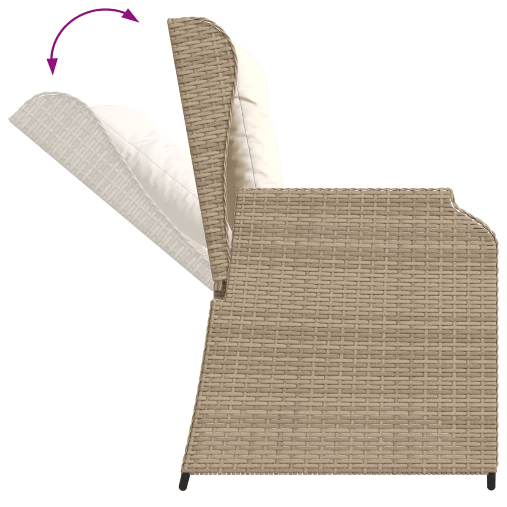 5-tlg. Garten-Lounge-Set mit Kissen Beige Poly Rattan