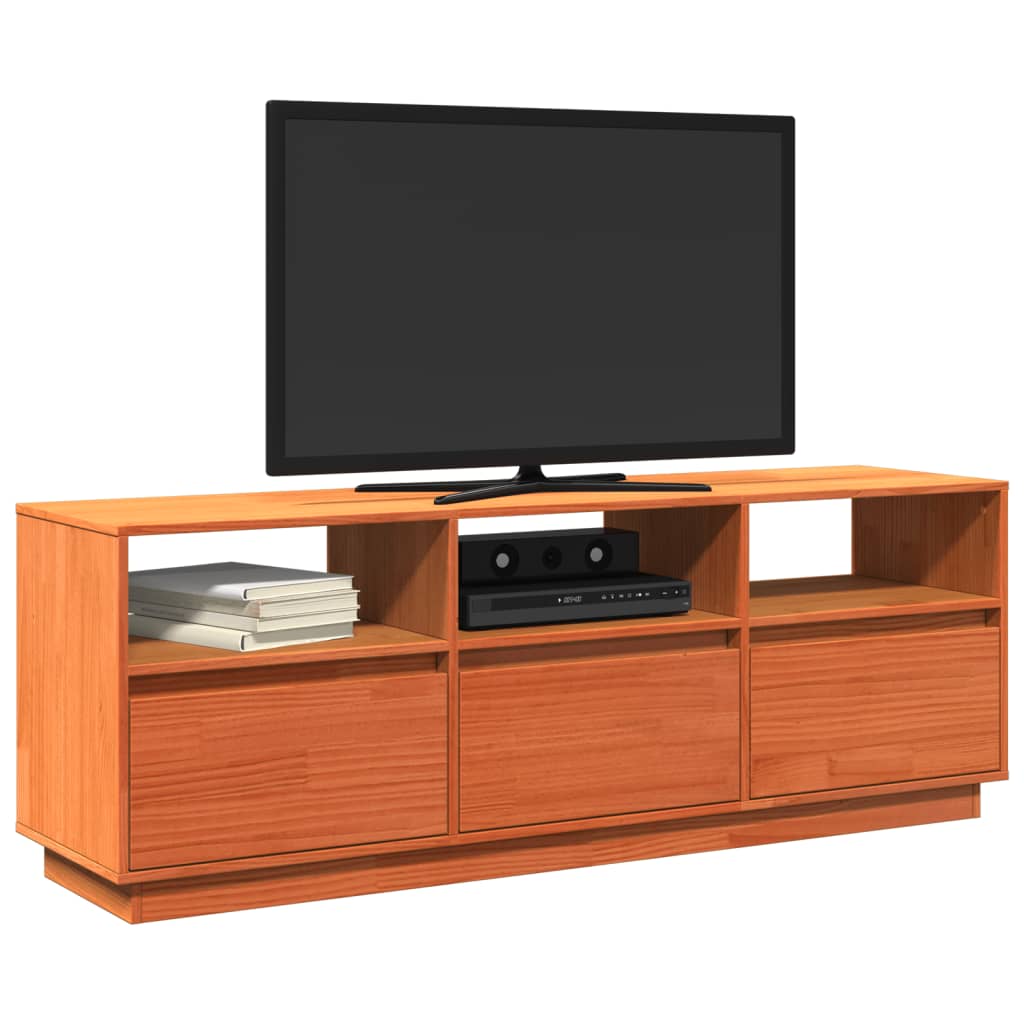 TV-Schrank Wachsbraun 140x37x50 cm Massivholz Kiefer