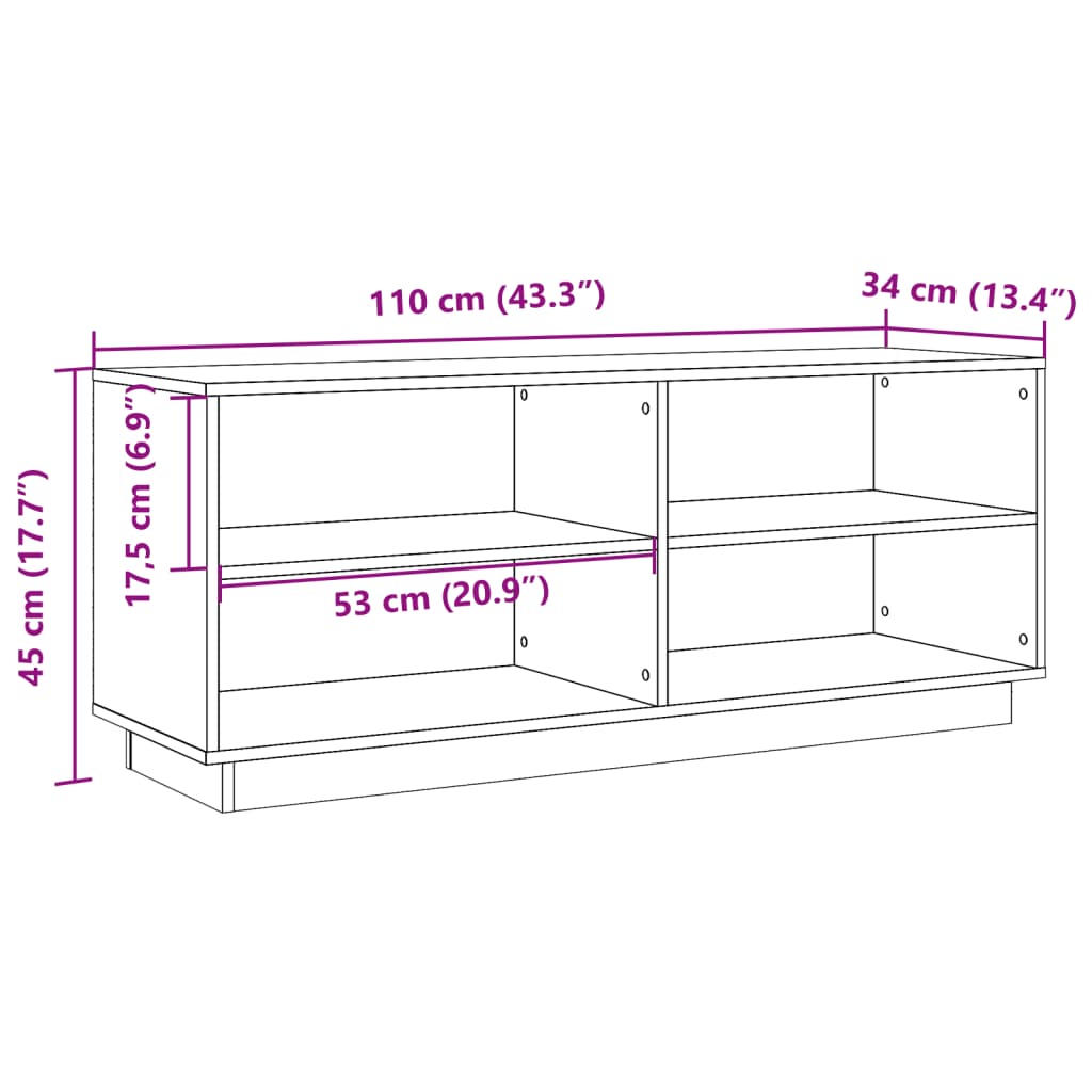 Schuhschrank Wachsbraun 110x34x45 cm Massivholz Kiefer