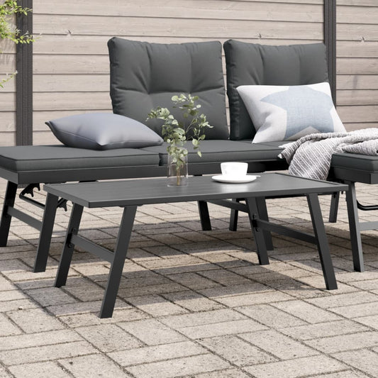 Garten-Couchtisch Schwarz 90x45x35 cm Pulverbeschichteter Stahl