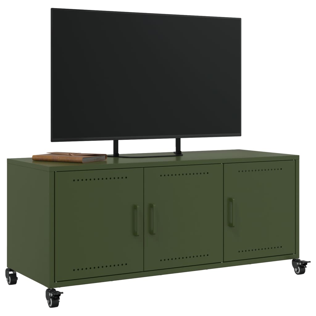 TV-Schrank Olivgrün 100,5x39x43,5 cm Kaltgewalzter Stahl