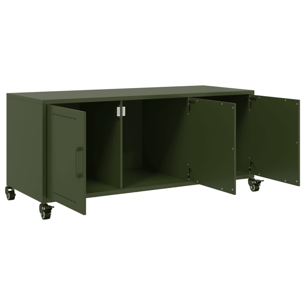 TV-Schrank Olivgrün 100,5x39x43,5 cm Kaltgewalzter Stahl