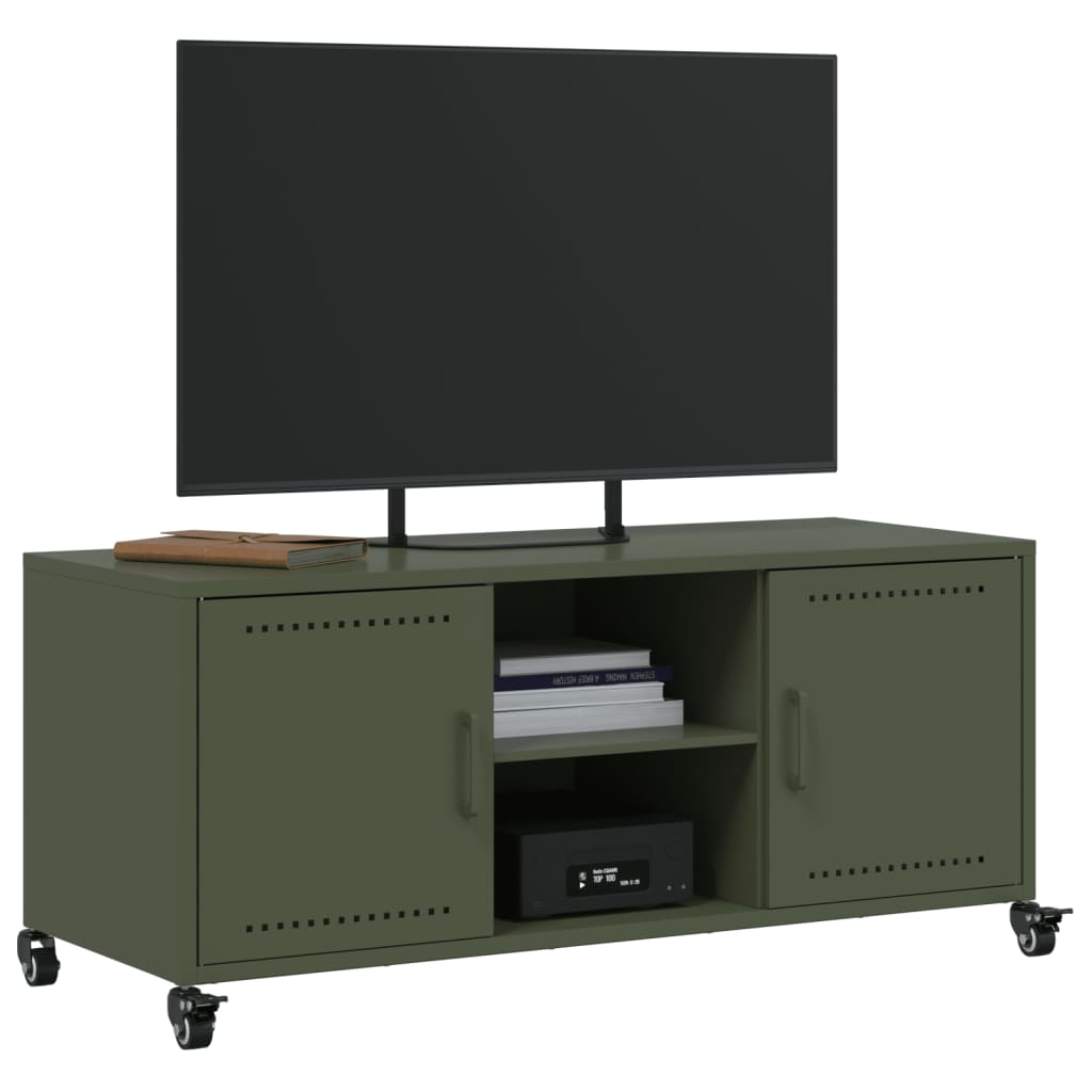 TV-Schrank Olivgrün 100,5x39x43,5 cm Kaltgewalzter Stahl