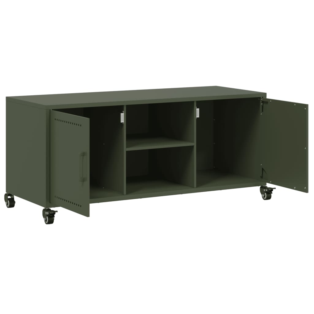 TV-Schrank Olivgrün 100,5x39x43,5 cm Kaltgewalzter Stahl