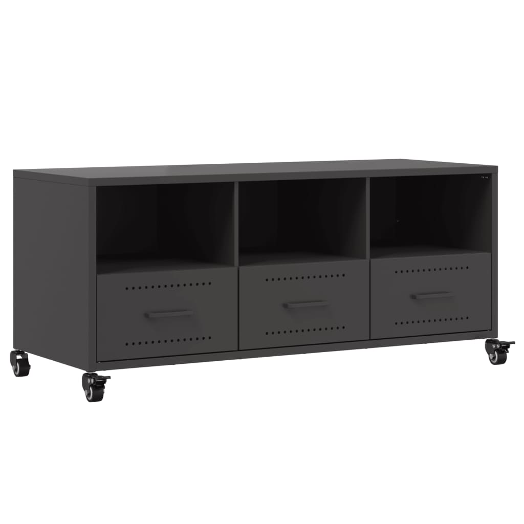 TV-Schrank Schwarz 100,5x39x43,5 cm Kaltgewalzter Stahl