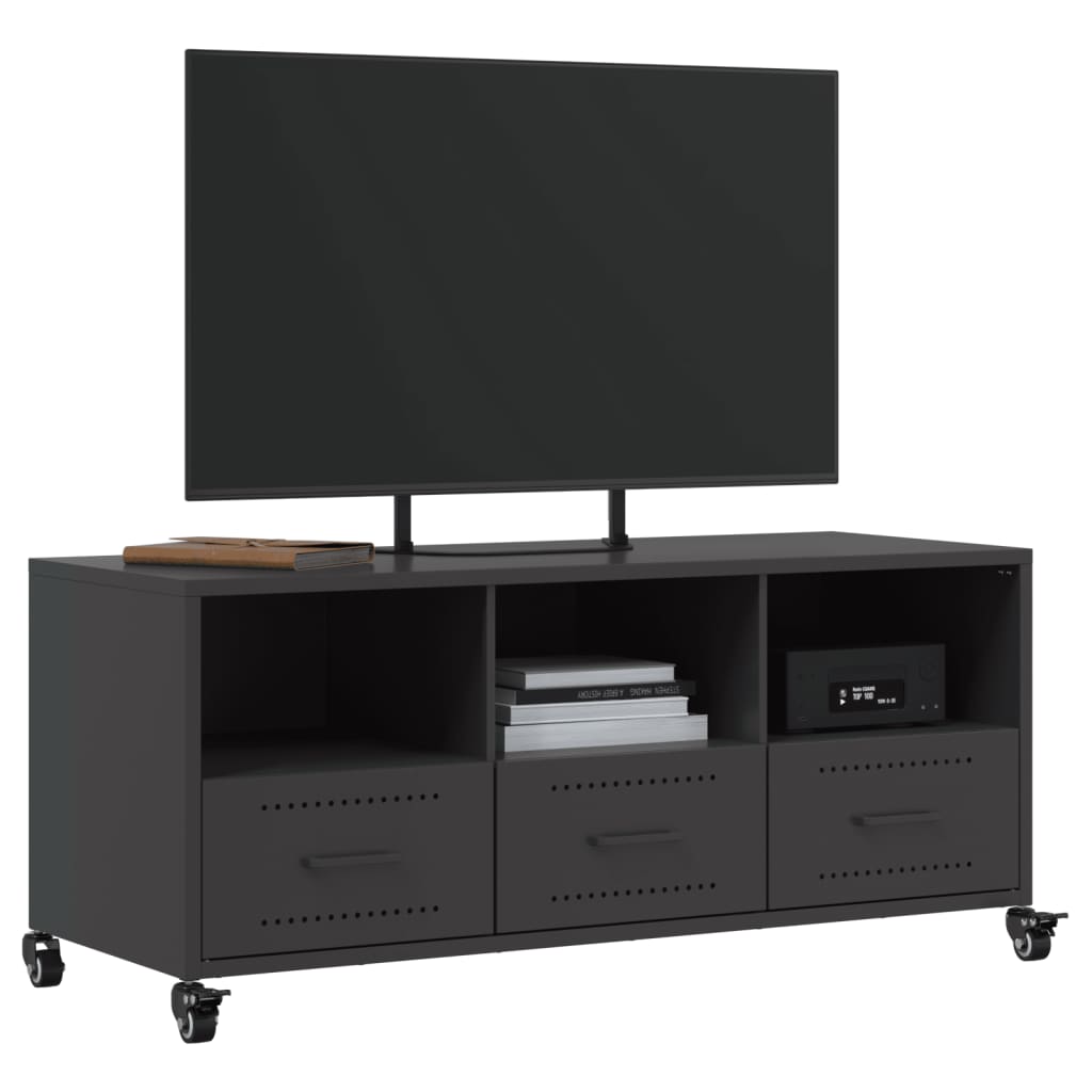 TV-Schrank Schwarz 100,5x39x43,5 cm Kaltgewalzter Stahl