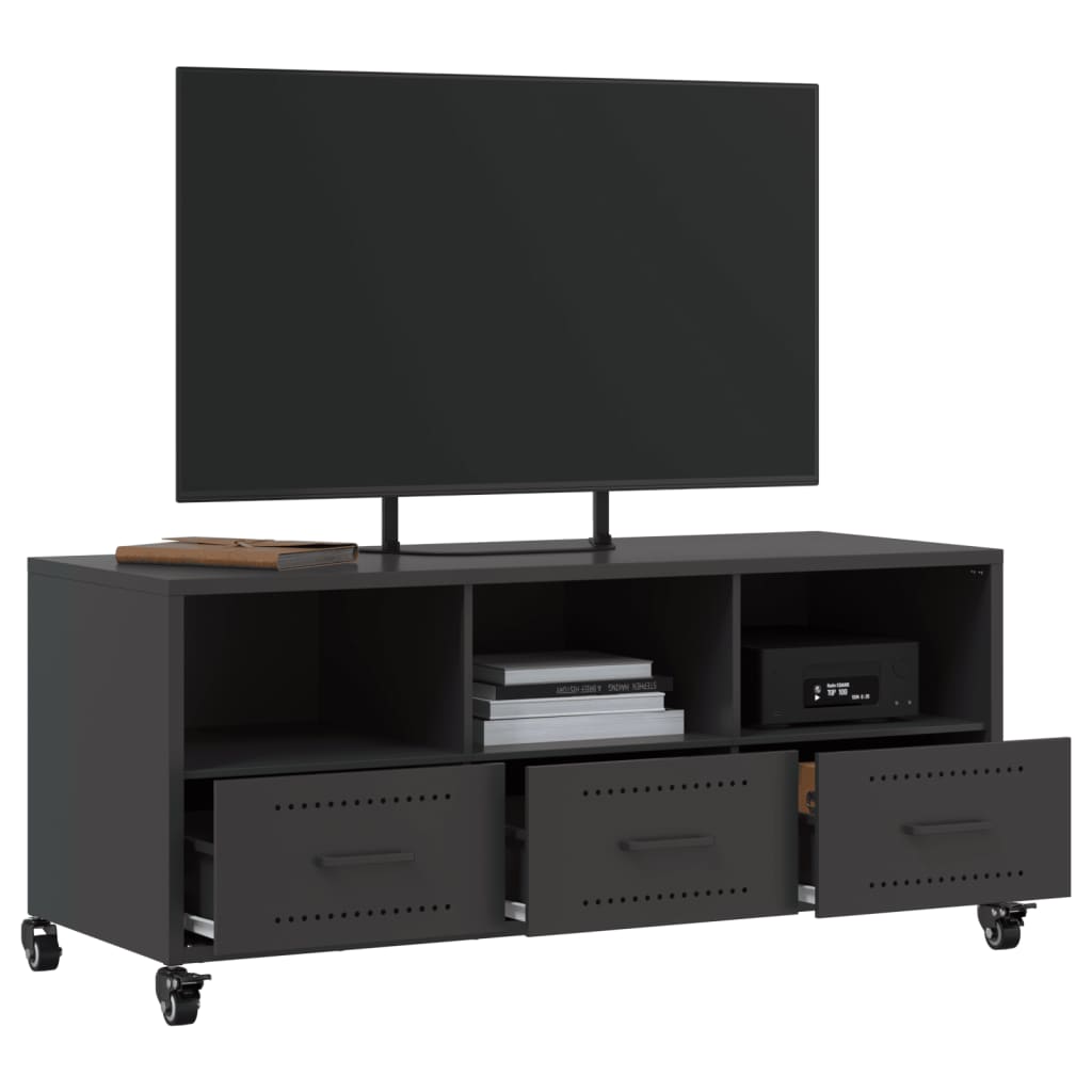 TV-Schrank Schwarz 100,5x39x43,5 cm Kaltgewalzter Stahl