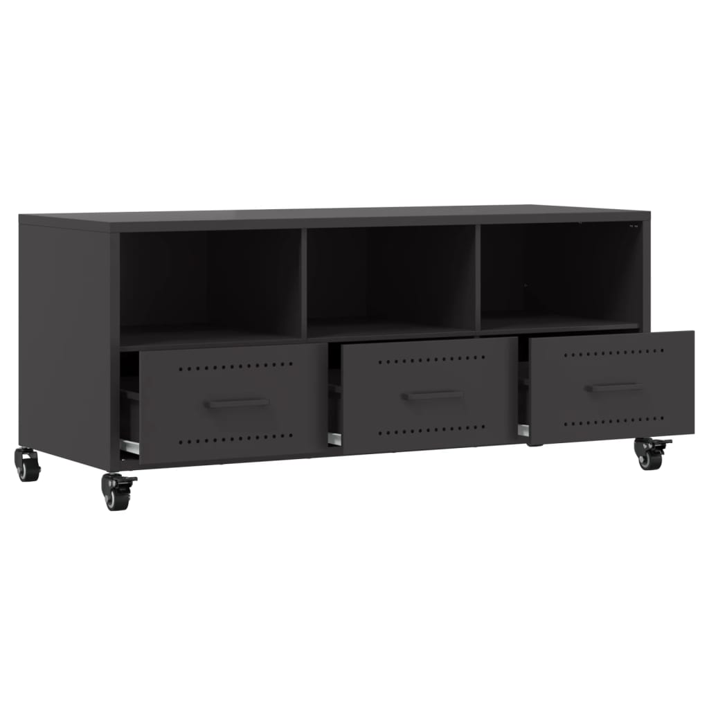 TV-Schrank Schwarz 100,5x39x43,5 cm Kaltgewalzter Stahl