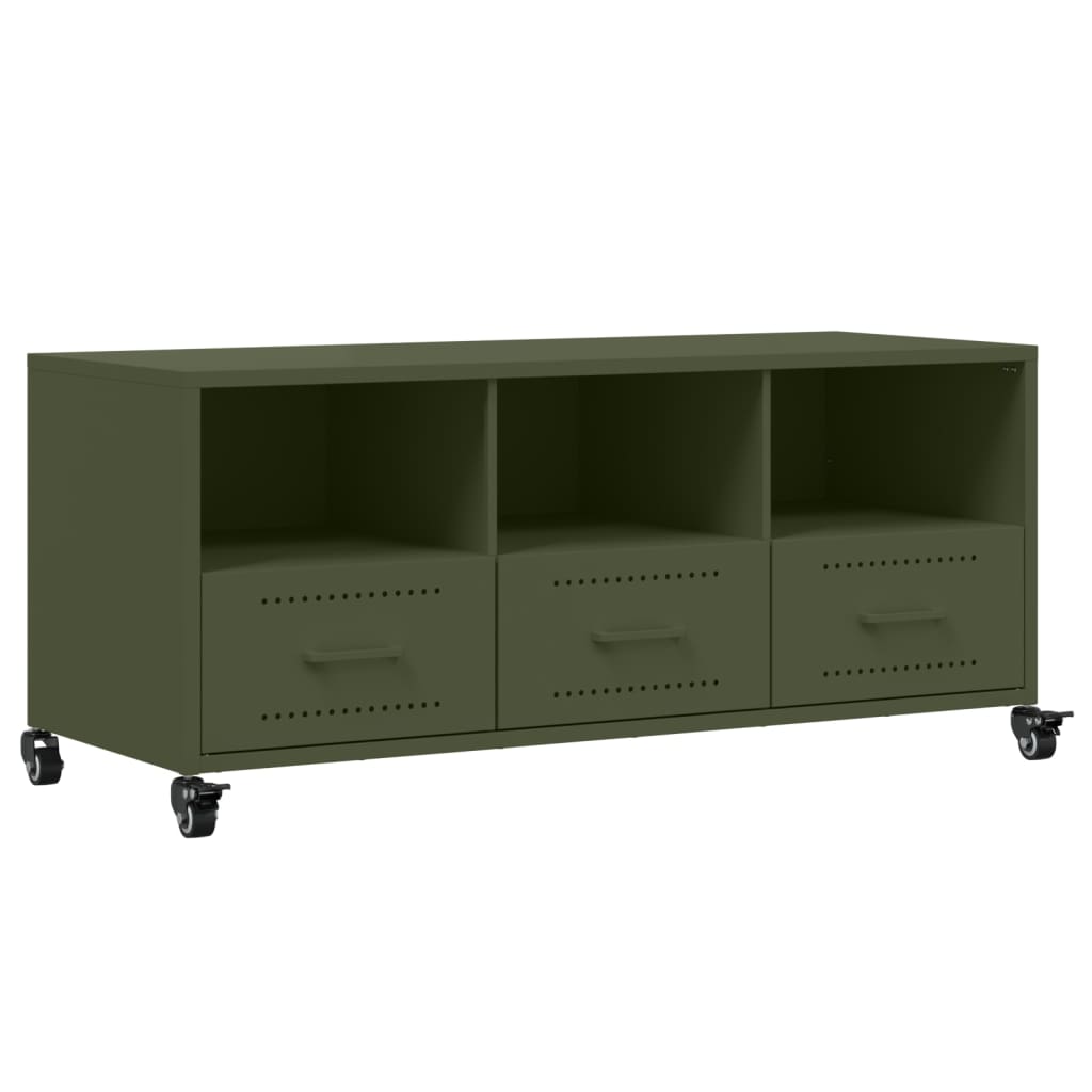 TV-Schrank Olivgrün 100,5x39x43,5 cm Kaltgewalzter Stahl