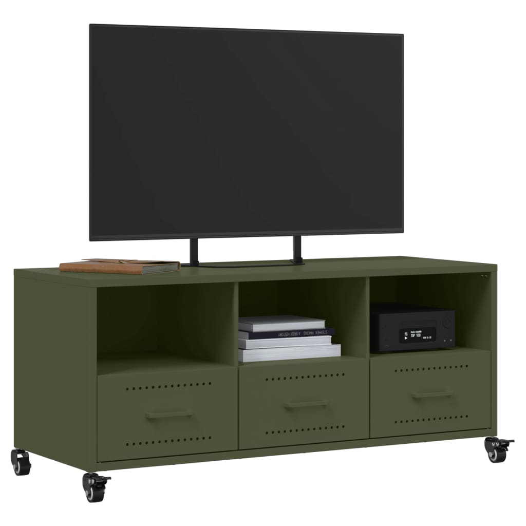 TV-Schrank Olivgrün 100,5x39x43,5 cm Kaltgewalzter Stahl