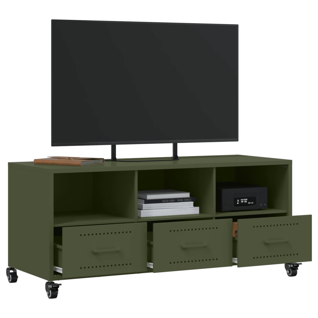 TV-Schrank Olivgrün 100,5x39x43,5 cm Kaltgewalzter Stahl