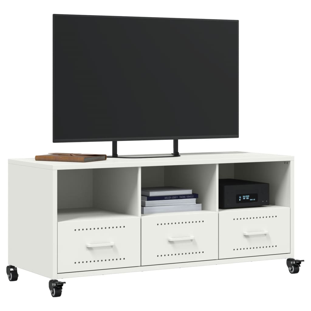 TV-Schrank Weiß 100,5x39x43,5 cm Kaltgewalzter Stahl