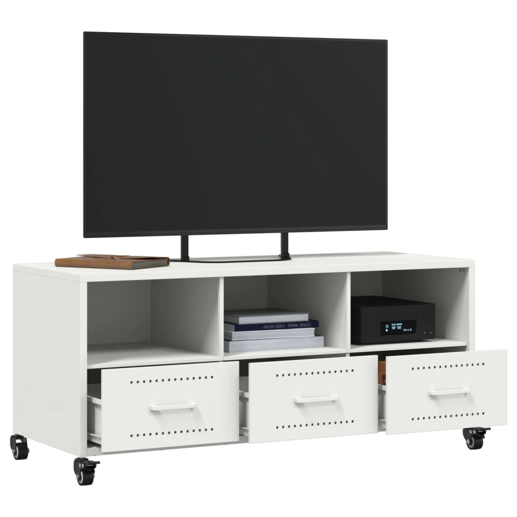 TV-Schrank Weiß 100,5x39x43,5 cm Kaltgewalzter Stahl