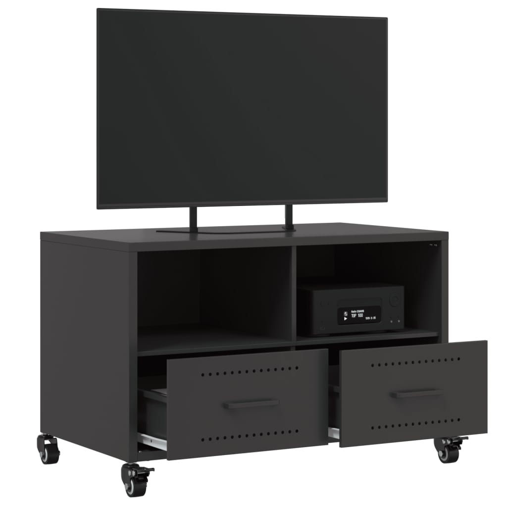 TV-Schrank Schwarz 68x39x43,5 cm Kaltgewalzter Stahl