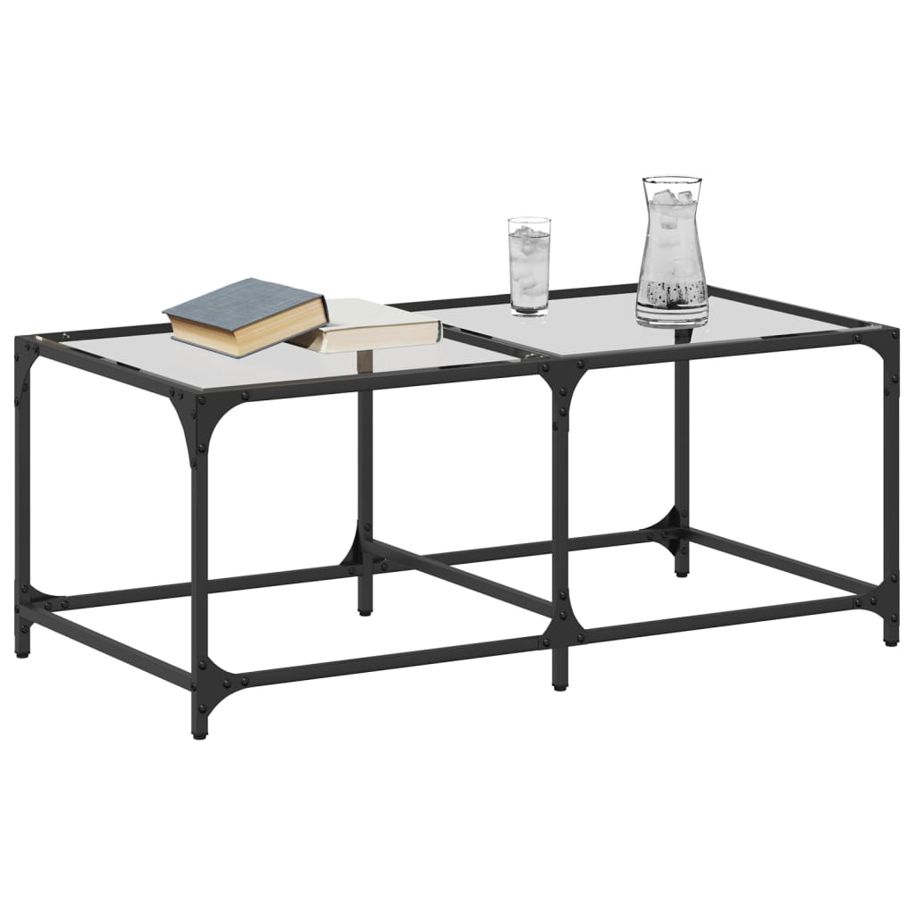 Couchtisch mit Glasplatte Transparent 98,5x50x40 cm Stahl