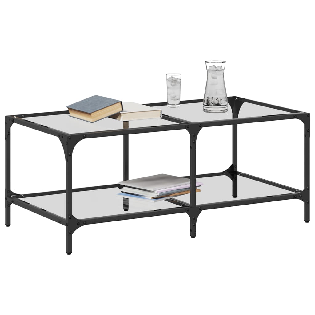 Couchtisch mit Glasplatte Transparent 98,5x50x40 cm Stahl