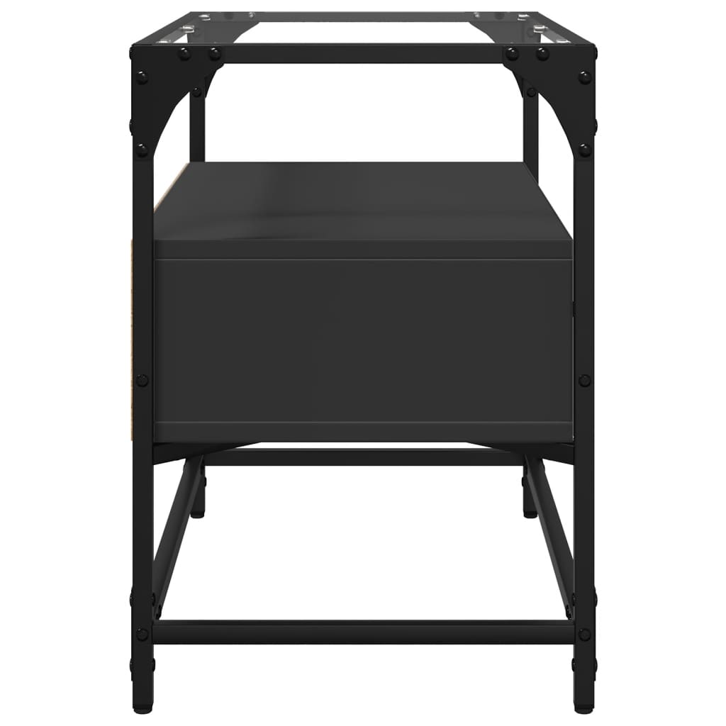 TV-Schrank mit Glasplatte Schwarz 60x35x51 cm Holzwerkstoff