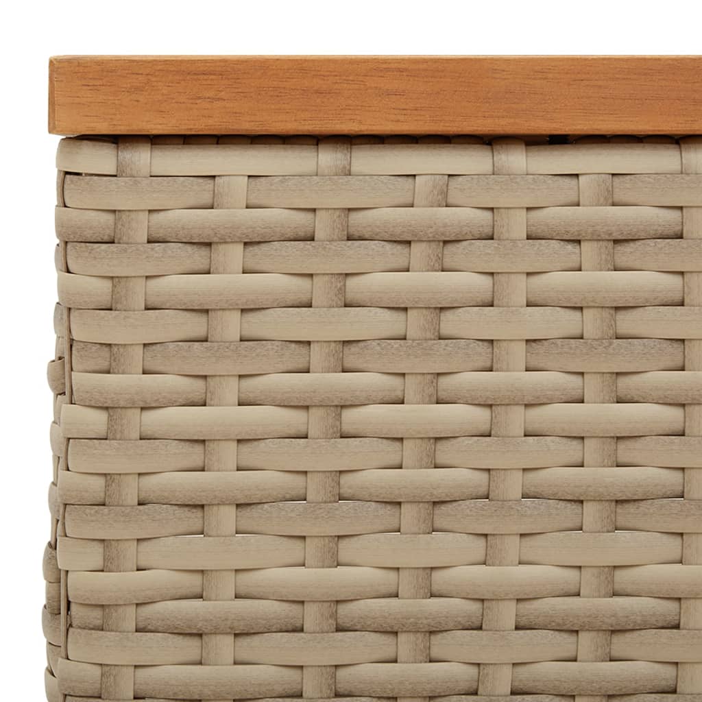 Gartentisch Beige 70x70x25 cm Rattan und Akazienholz