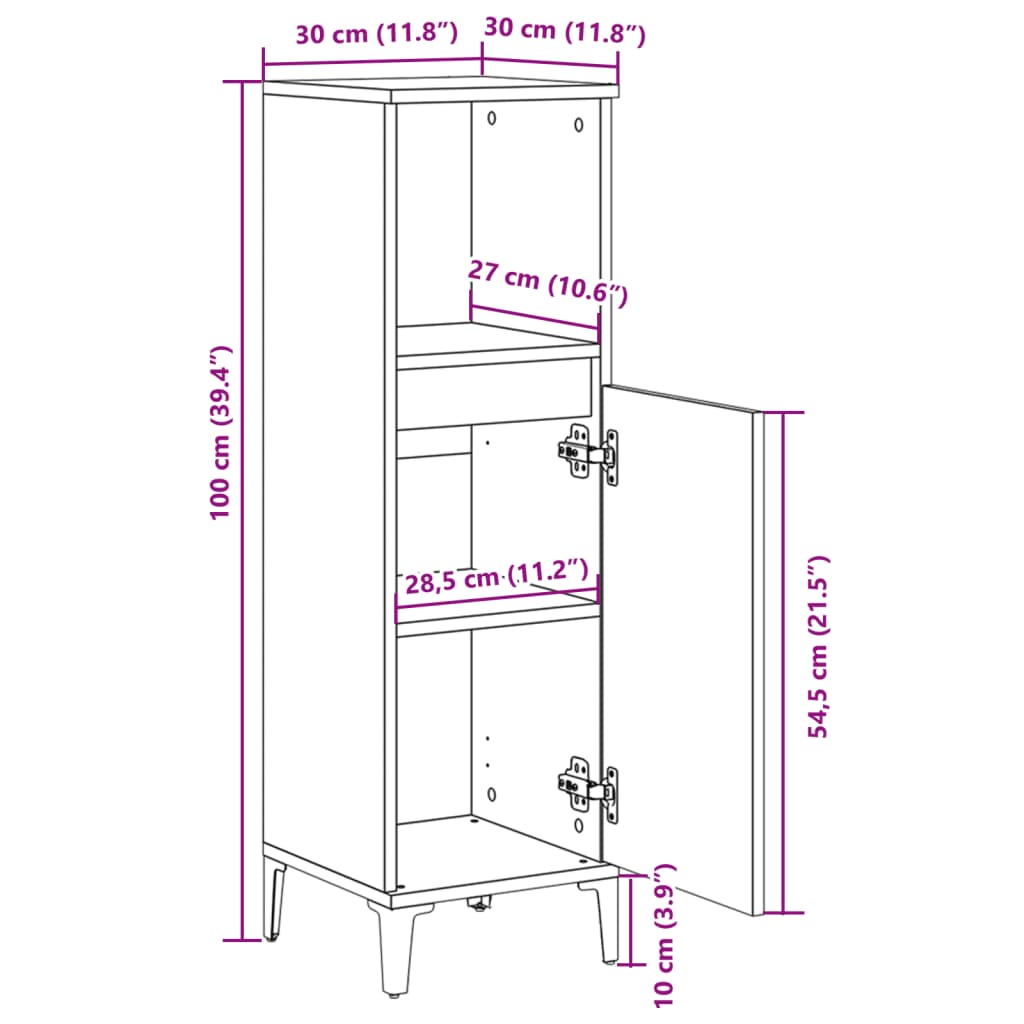 Badschrank Sonoma-Eiche 30x30x100 cm Holzwerkstoff