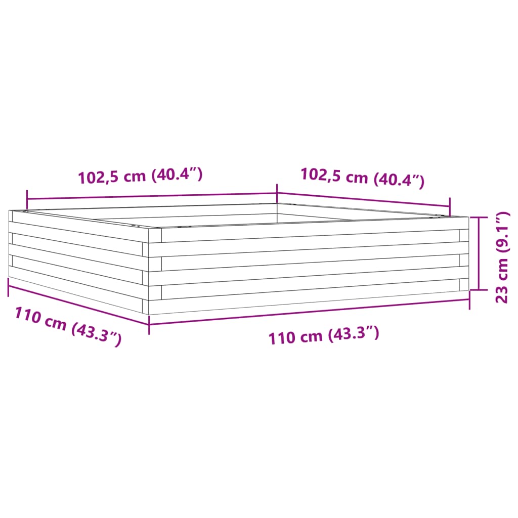 Pflanzkübel 110x110x23 cm Massivholz Douglasie