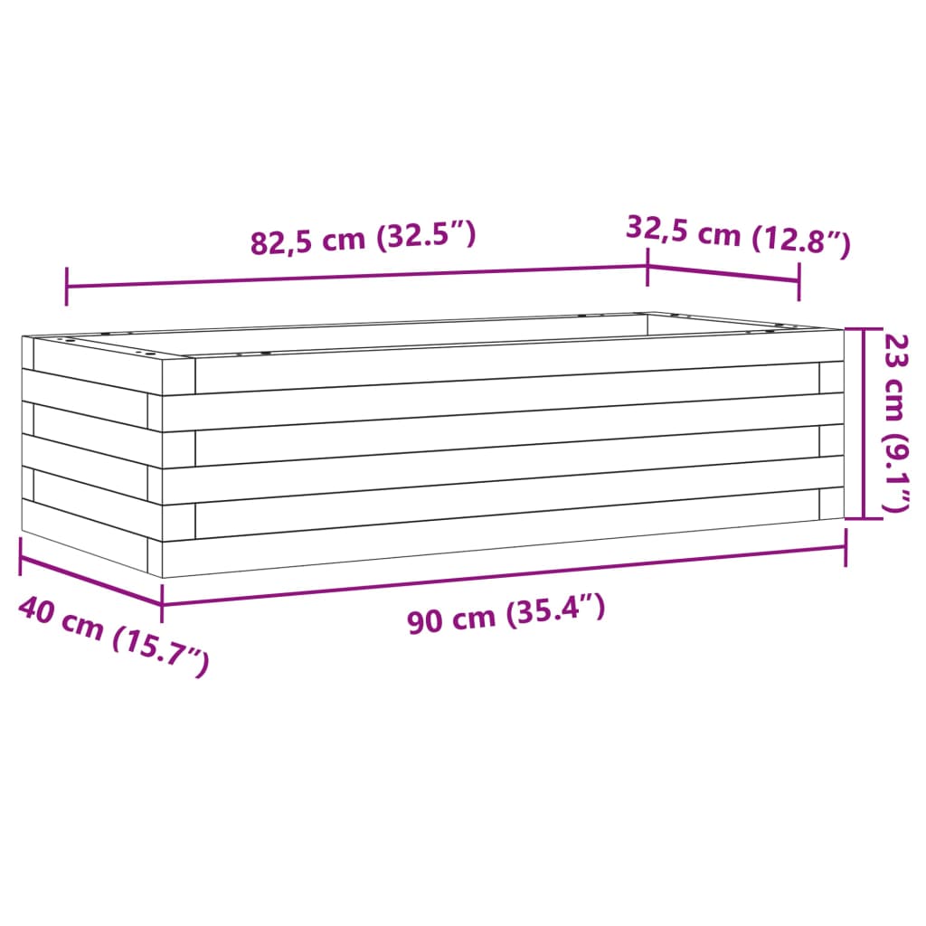 Pflanzkübel 90x40x23 cm Massivholz Douglasie