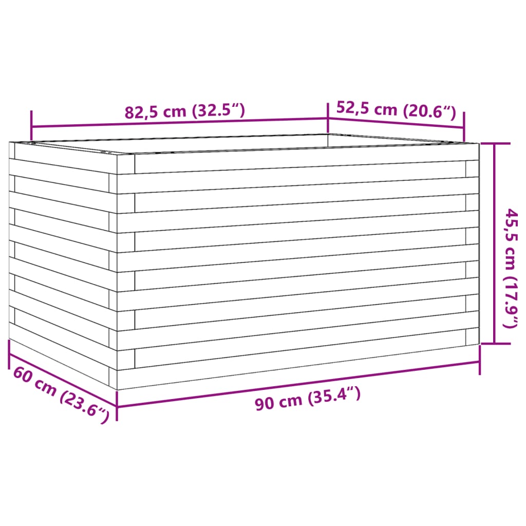 Pflanzkübel Wachsbraun 90x60x45,5 cm Massivholz Kiefer