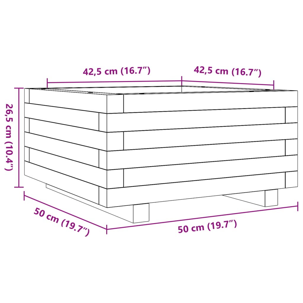 Pflanzkübel 50x50x26,5 cm Kiefernholz Imprägniert