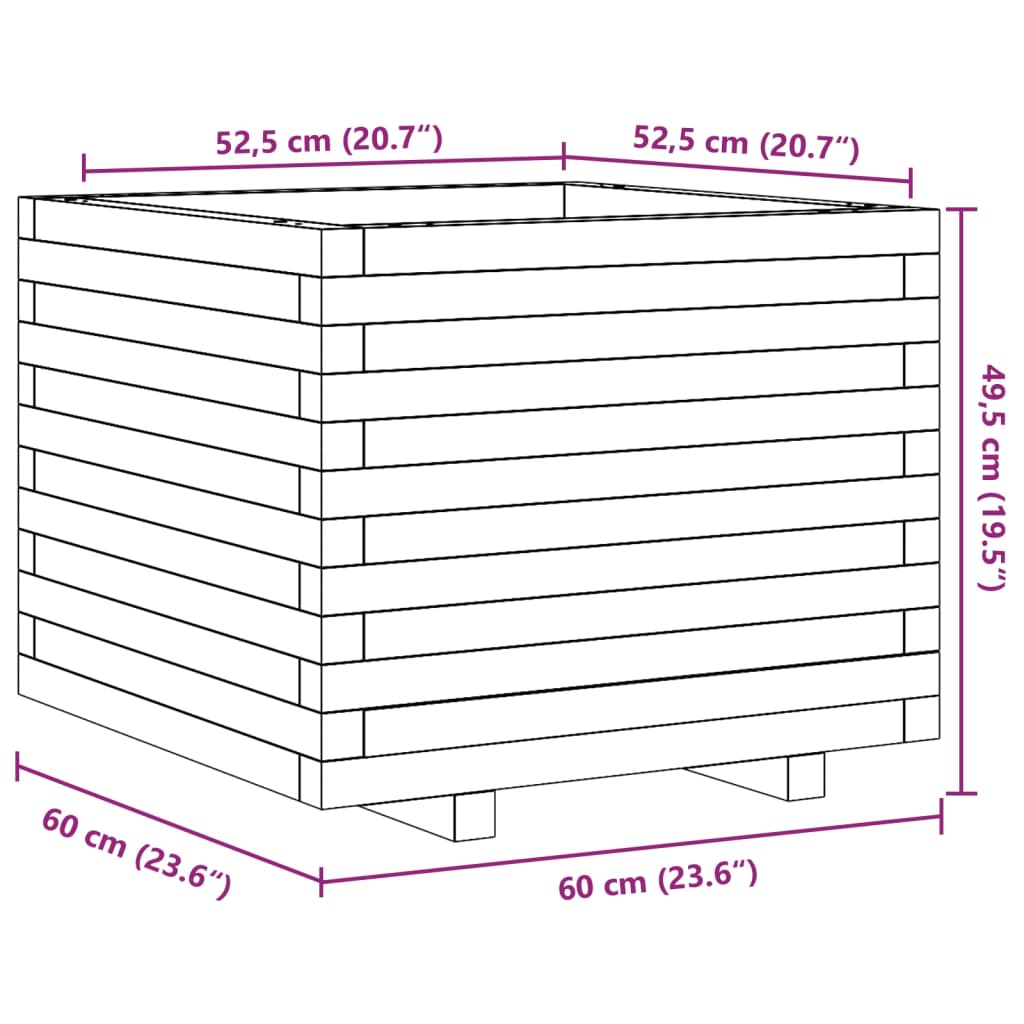 Pflanzkübel 60x60x49,5 cm Massivholz Douglasie