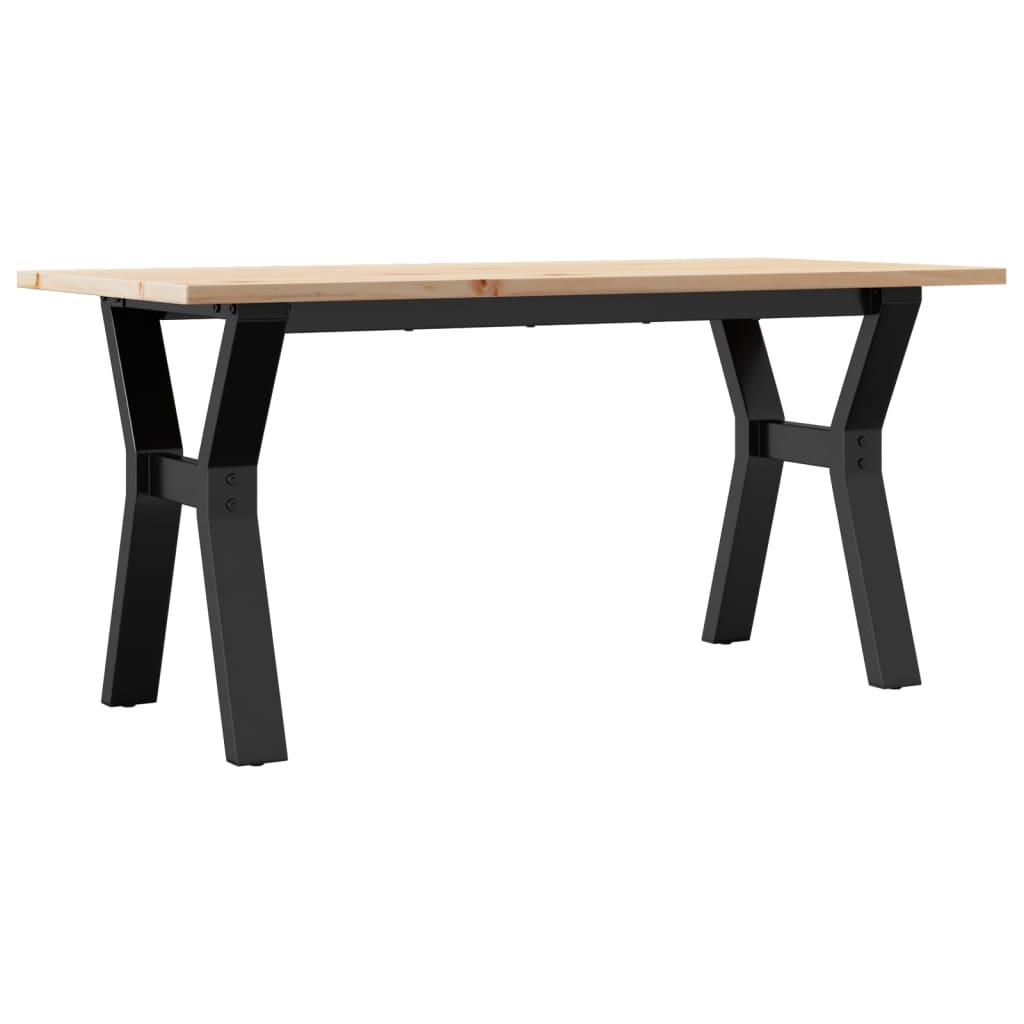 Couchtisch Y-Gestell 90x40x45cm Massivholz Kiefer und Gusseisen