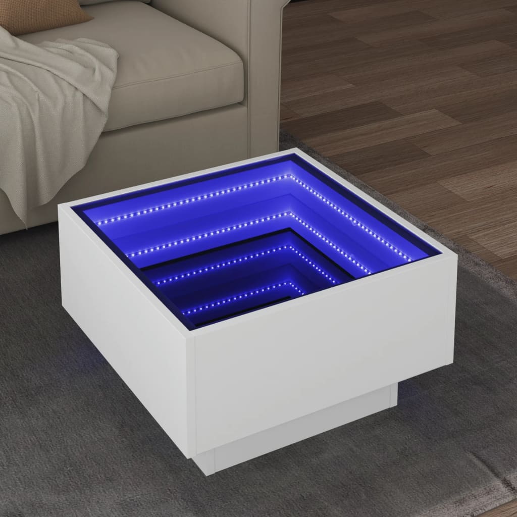 LED-Couchtisch Weiß 50x50x30 cm Holzwerkstoff